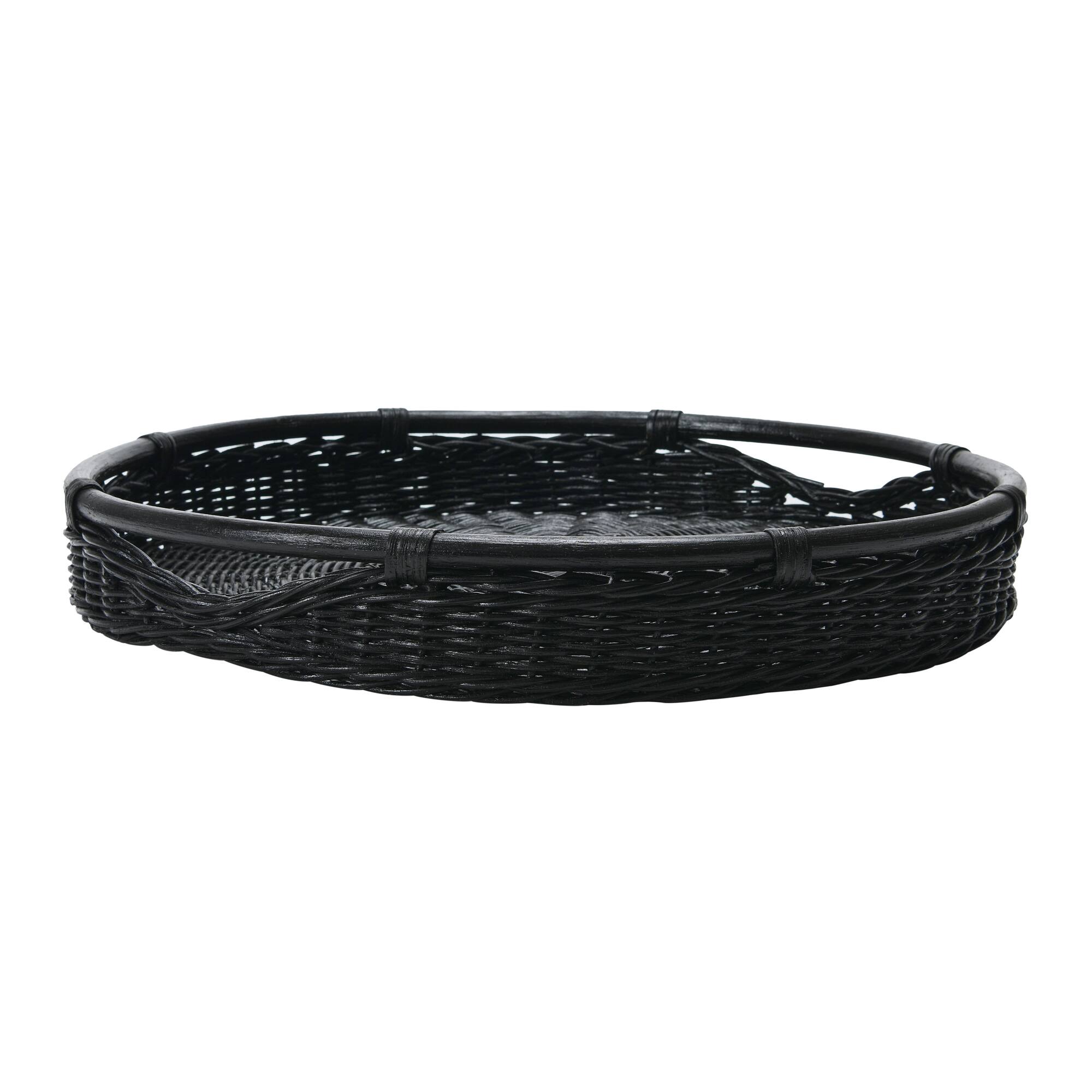 Hello Honey® Black Wicker Trays with Handle Set
